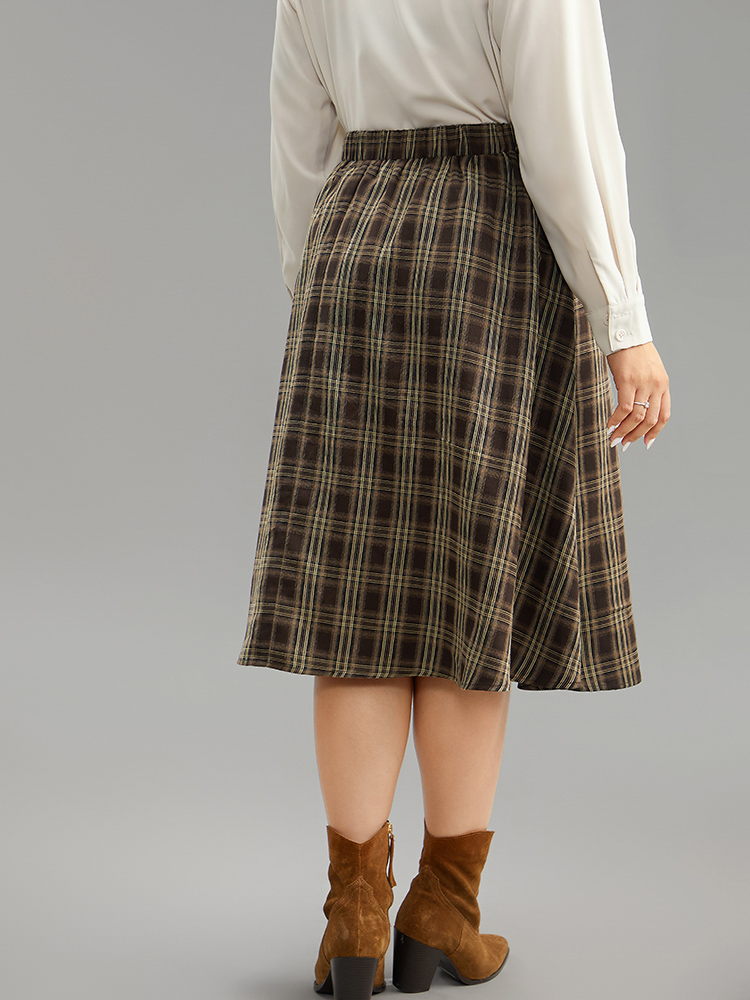 Plus Size Women Work Elastic Waist Pocket Office Skirts BloomChic 