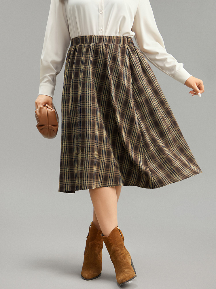 Plus Size Women Work Elastic Waist Pocket Office Skirts BloomChic 