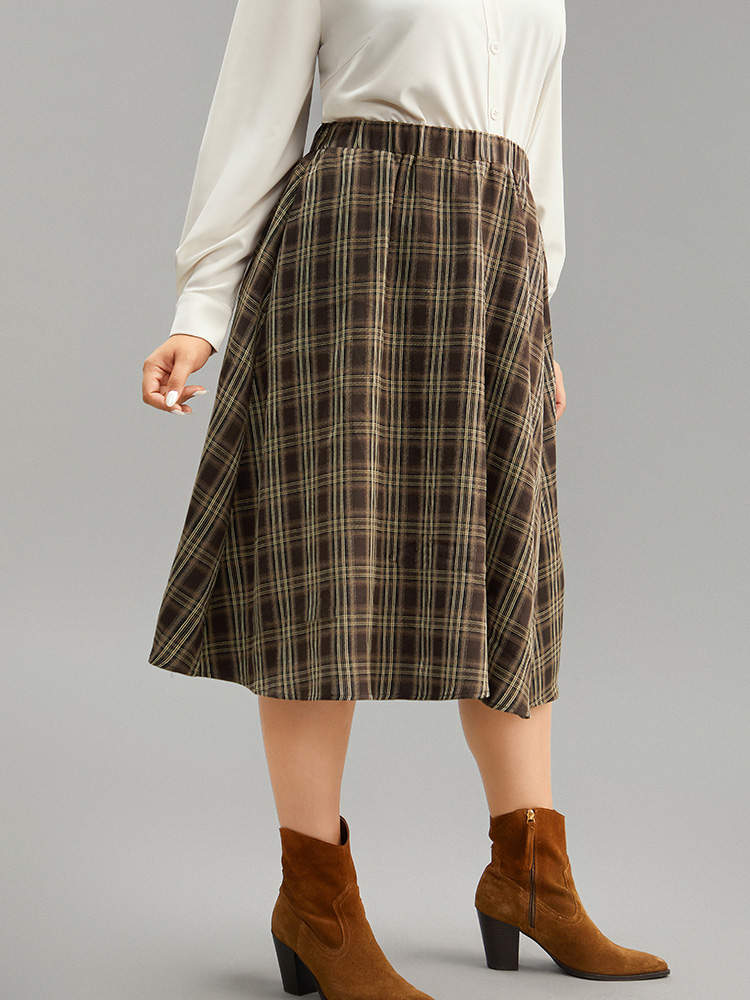 Plus Size Women Work Elastic Waist Pocket Office Skirts BloomChic 