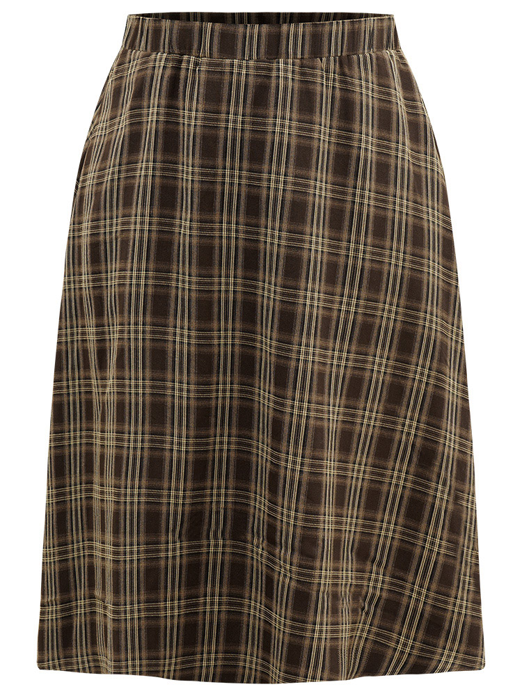 Plus Size Women Work Elastic Waist Pocket Office Skirts BloomChic 
