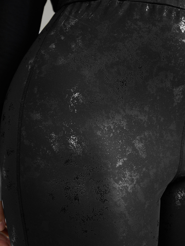Plus Size Vintage PU Leather Glitter Skinny Leggings Women Black Party High stretch Skinny High Rise Going out Leggings BloomChic 18-20/2X 