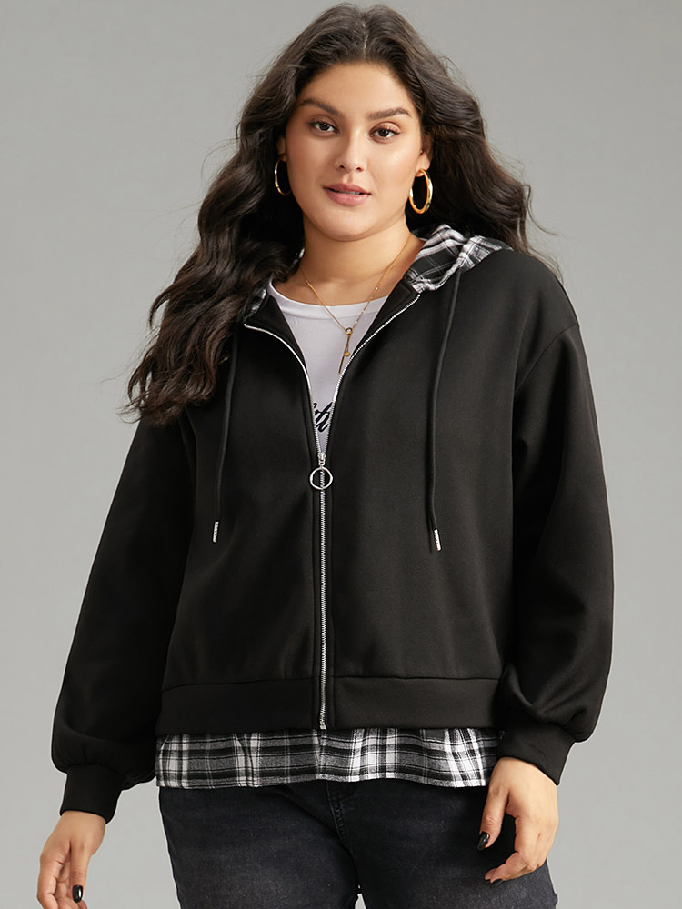 Plus Size Women Dailywear Plaid Contrast Casual Jackets BloomChic 