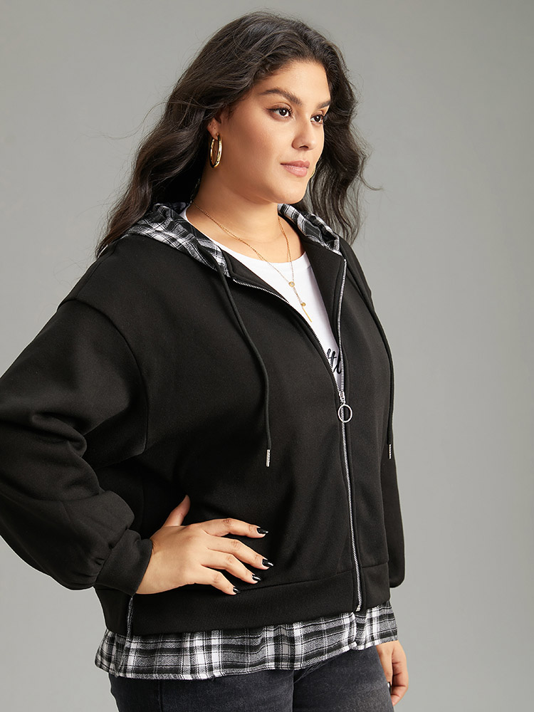 Plus Size Women Dailywear Plaid Contrast Casual Jackets BloomChic 