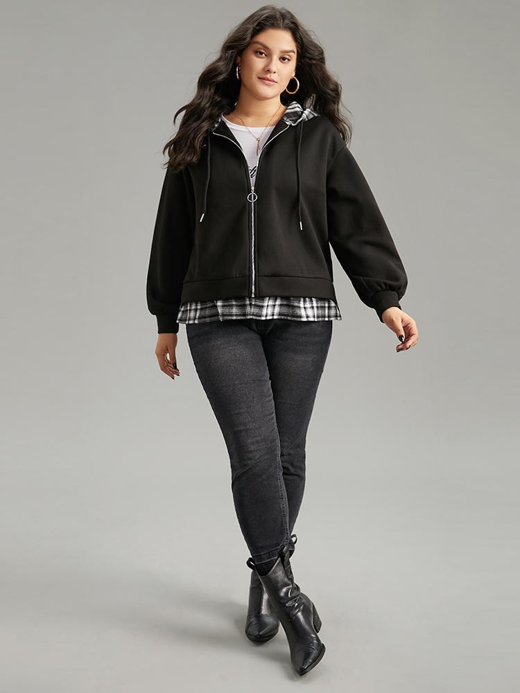 Plus Size Women Dailywear Plaid Contrast Casual Jackets BloomChic 