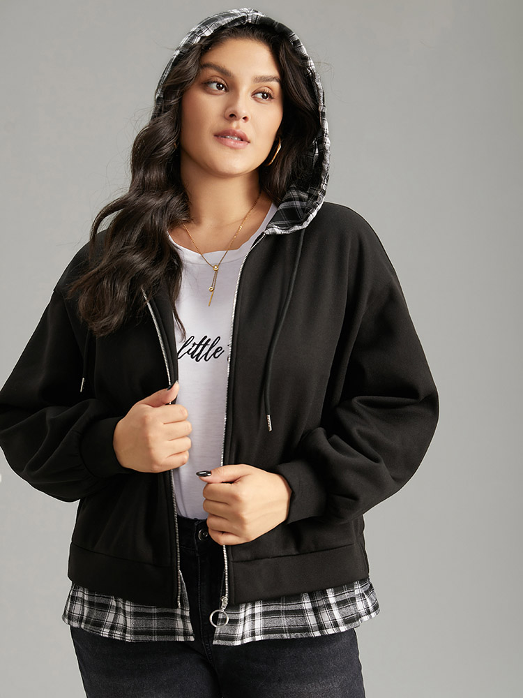 Plus Size Women Dailywear Plaid Contrast Casual Jackets BloomChic 