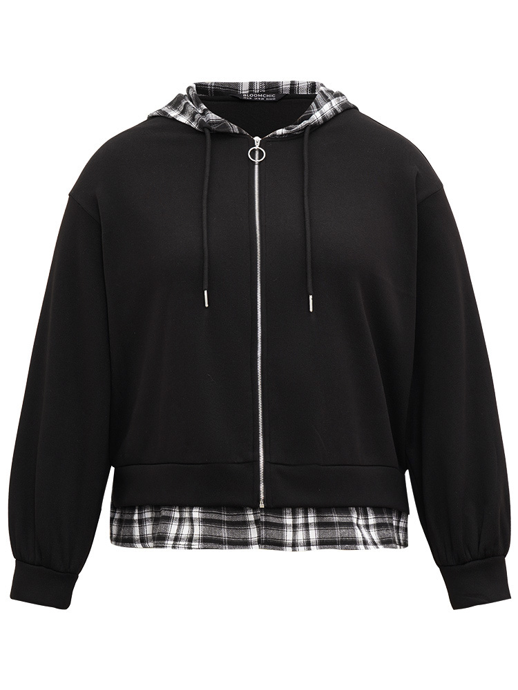 Plus Size Women Dailywear Plaid Contrast Casual Jackets BloomChic 