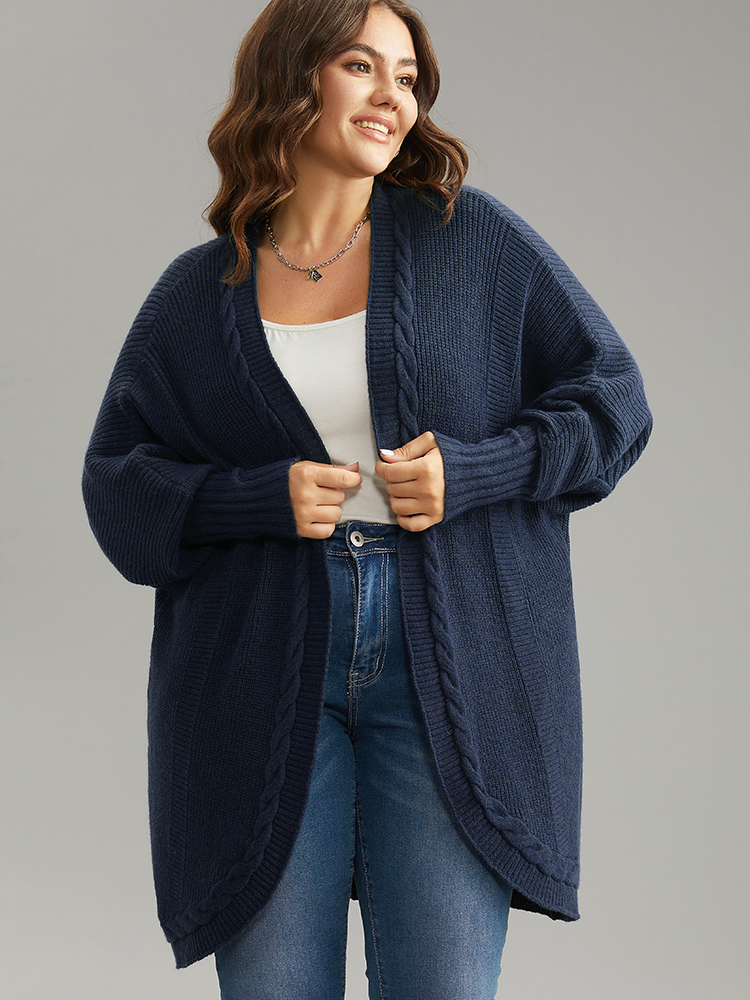 

Plus Size Supersoft Essentials Batwing Sleeve Cable Knit Cardigan Indigo Women Casual Loose Long Sleeve Dailywear Cardigans BloomChic