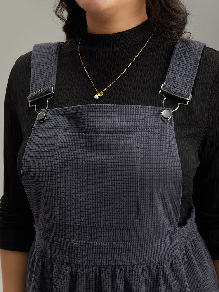 Plus Size Gray Corduroy Adjustable Straps Gathered Pocket Jumpsuit Women Office Sleeveless Spaghetti Strap Work Loose Jumpsuits BloomChic 22-24/3X 