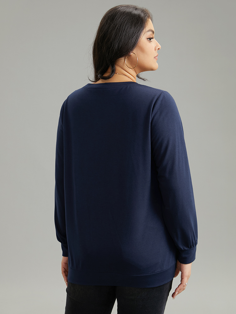 Plus Size Women Dailywear Natural Flowers Printed Regular Regular Sleeve Long Sleeve Round Neck Casual Sweatshirts BloomChic 
