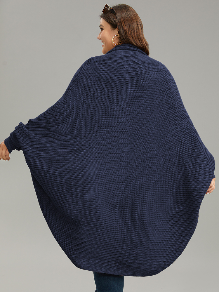 Plus Size Solid Dolman Sleeve Arc Hem Cardigan Indigo Women Casual Loose Long Sleeve Dailywear Cardigans BloomChic 26/4X 