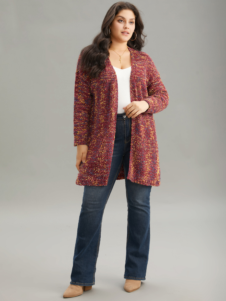 Plus Size Color Textured Open Front Cardigan Scarlet Women Casual Loose Long Sleeve Dailywear Cardigans BloomChic 10/M 