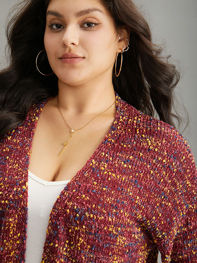 Plus Size Color Textured Open Front Cardigan Scarlet Women Casual Loose Long Sleeve Dailywear Cardigans BloomChic 10/M 