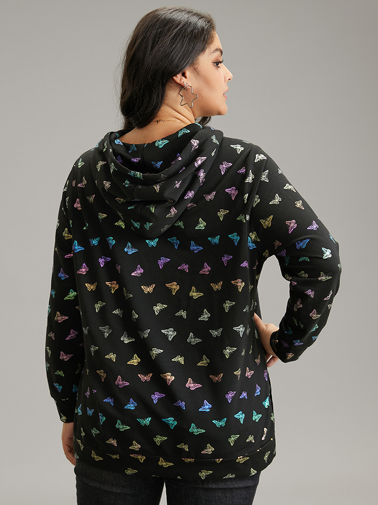 Plus Size Women Dailywear Galaxy Pocket Regular Regular Sleeve Long Sleeve Hooded Pocket Elegant Sweatshirts BloomChic 