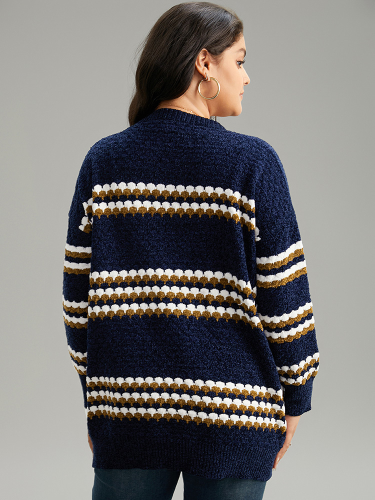 Plus Size Cardigans | Chenille Geo Button Through Cardigan | BloomChic 
