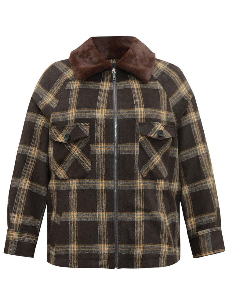 Plus Size Women Everyday Plaid Contrast Pocket Casual Coats BloomChic 