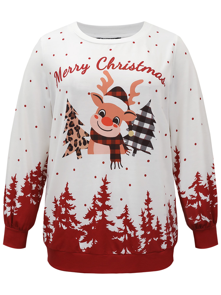 Plus Size Graphic Christmas Round Neck Sweatshirt Women Multicolor Casual Printed Festival-Christmas Sweatshirts BloomChic 28/5X 