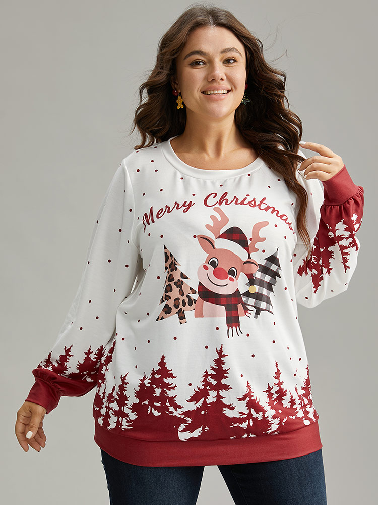 

Plus Size Graphic Christmas Round Neck Sweatshirt Women Multicolor Casual Printed Festival-Christmas Sweatshirts BloomChic