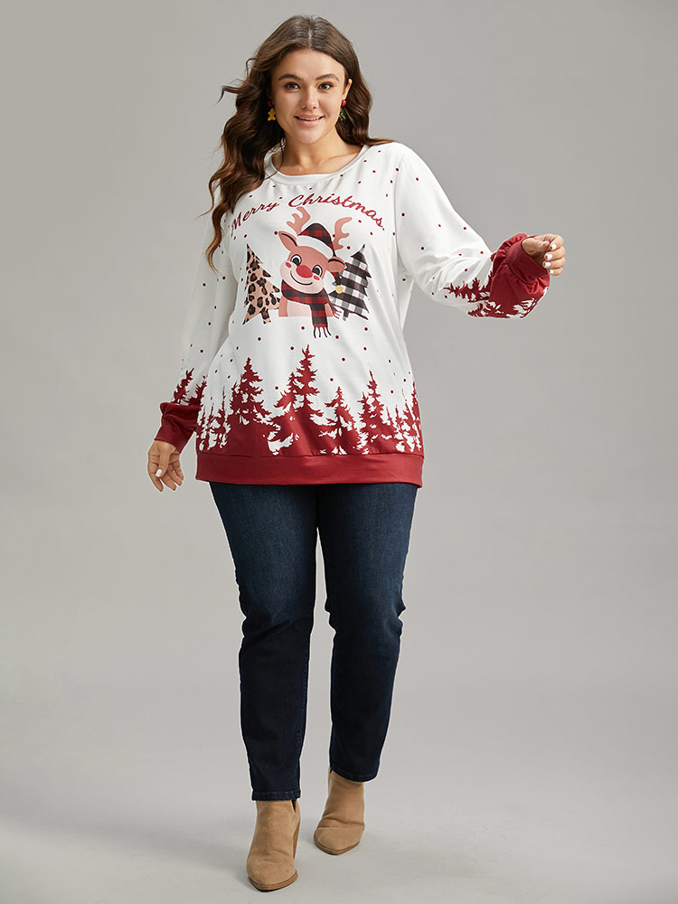 Plus Size Graphic Christmas Round Neck Sweatshirt Women Multicolor Casual Printed Festival-Christmas Sweatshirts BloomChic 28/5X 
