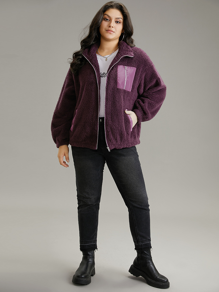 Plus Size Women Dailywear Plain Elastic cuffs Pocket Casual Jackets BloomChic 