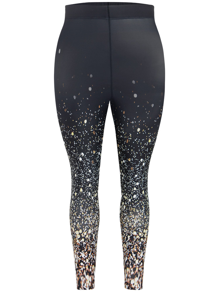 Plus Size Christmas Ombre Snowflake Elastic Waist Skinny Leggings Women Black Glamour High stretch Bodycon High Rise Festival-Christmas Leggings BloomChic 18-20/2X 