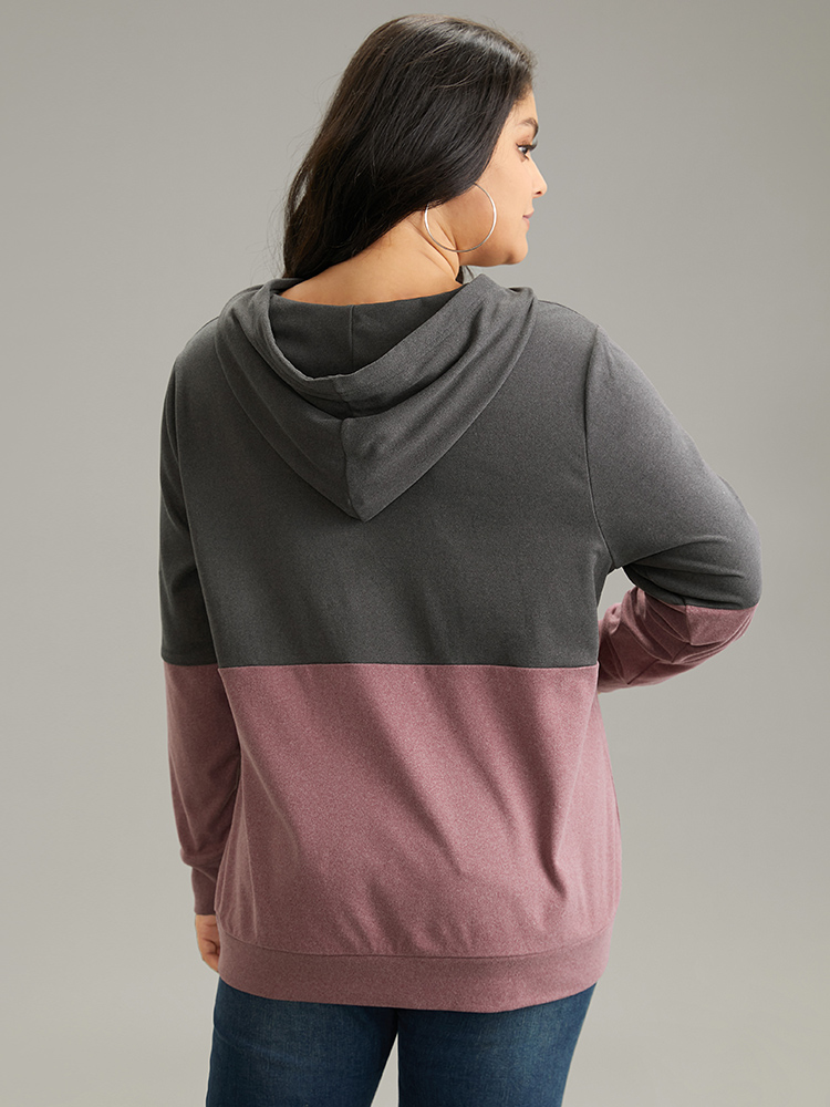 Plus Size Women Dailywear Plain Zipper Regular Regular Sleeve Long Sleeve Hooded Casual Sweatshirts BloomChic 