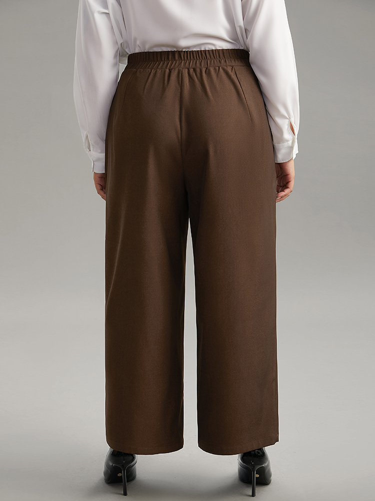 Plus Size Women Work Plain Plain High Rise Pocket Office Pants BloomChic 