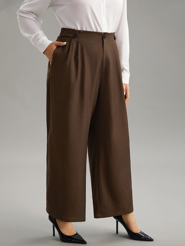 Plus Size Women Work Plain Plain High Rise Pocket Office Pants BloomChic 