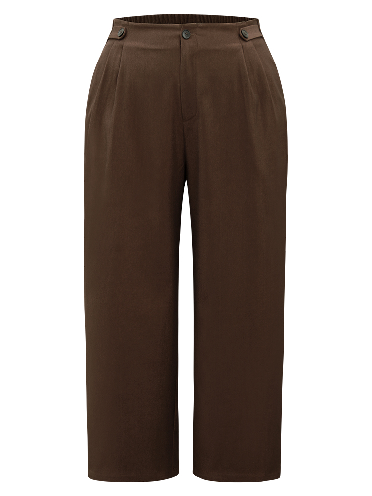 Plus Size Women Work Plain Plain High Rise Pocket Office Pants BloomChic 