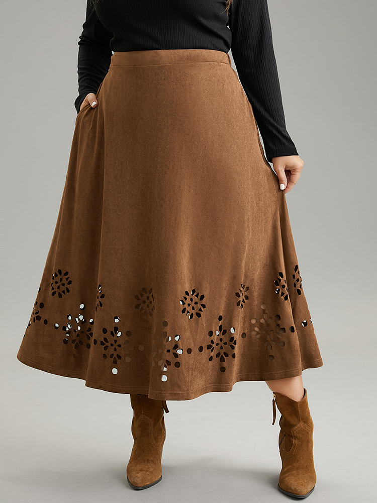 Plus Size Women Work Plain Pocket Office Skirts BloomChic 
