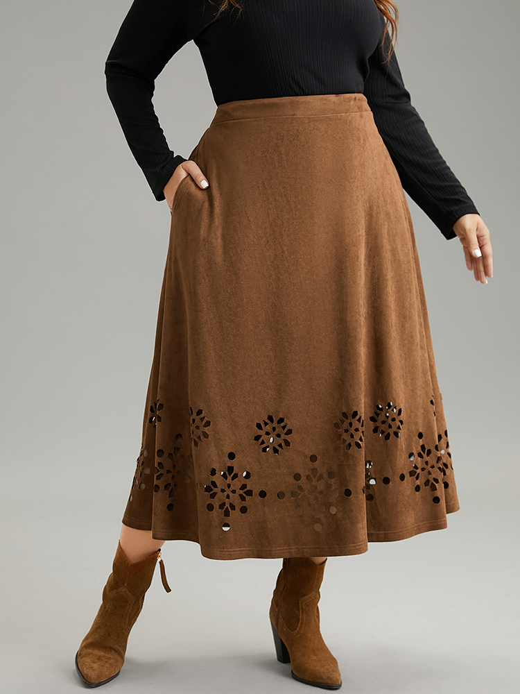 Plus Size Women Work Plain Pocket Office Skirts BloomChic 