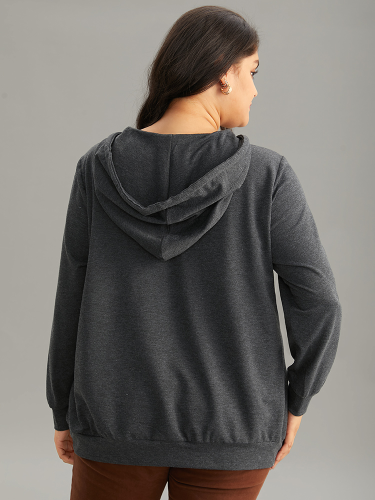 Plus Size Women Everyday Art&design Printed Regular Regular Sleeve Long Sleeve Hooded Pocket Casual Sweatshirts BloomChic 