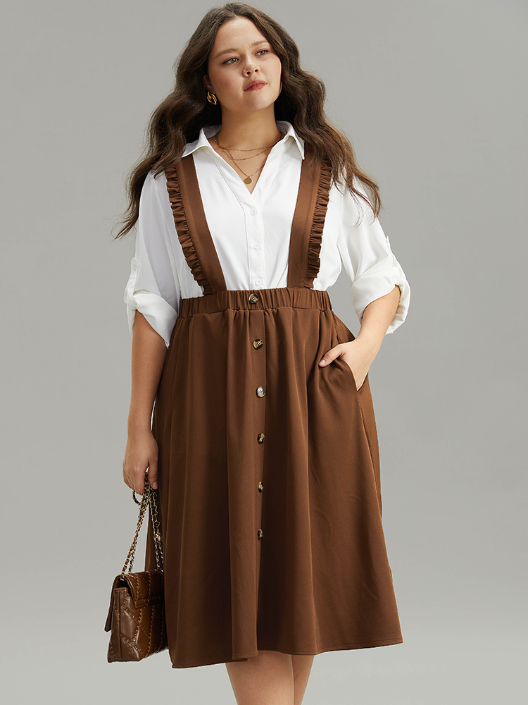 Plus Size Women Work Plain Pocket At the Office Skirts BloomChic 