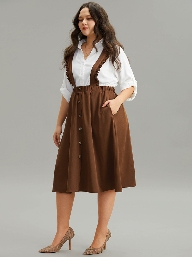 Plus Size Women Work Plain Pocket At the Office Skirts BloomChic 