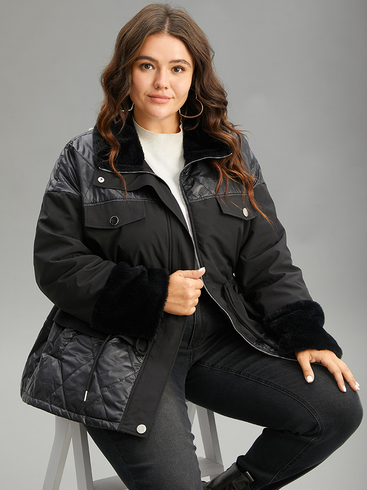 Plus Size Women Dailywear Plain Zipper Pocket Casual Coats BloomChic 