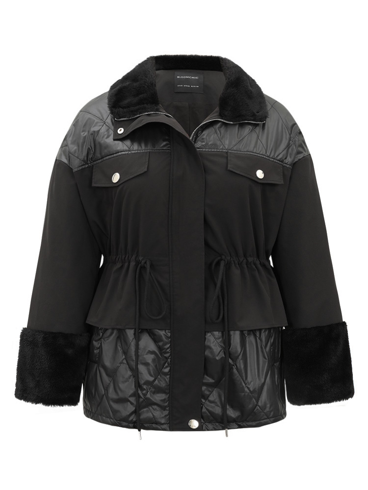 Plus Size Women Dailywear Plain Zipper Pocket Casual Coats BloomChic 