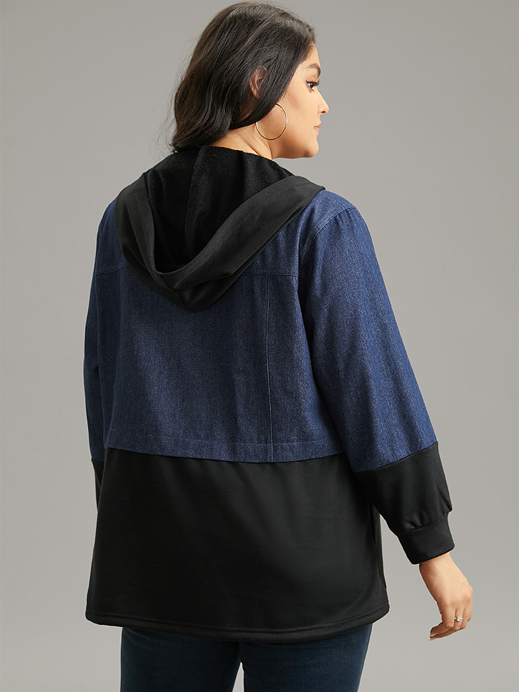 Plus Size Women Everyday Plain Contrast Pocket Casual Coats BloomChic 