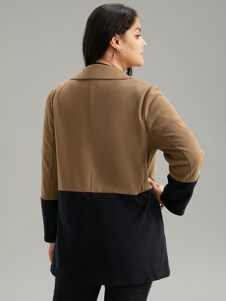 Plus Size Women Dailywear Plain Contrast Pocket Casual Coats BloomChic 