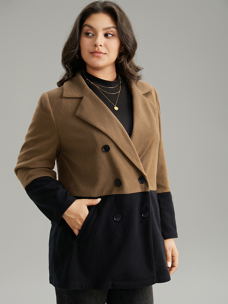Plus Size Women Dailywear Plain Contrast Pocket Casual Coats BloomChic 