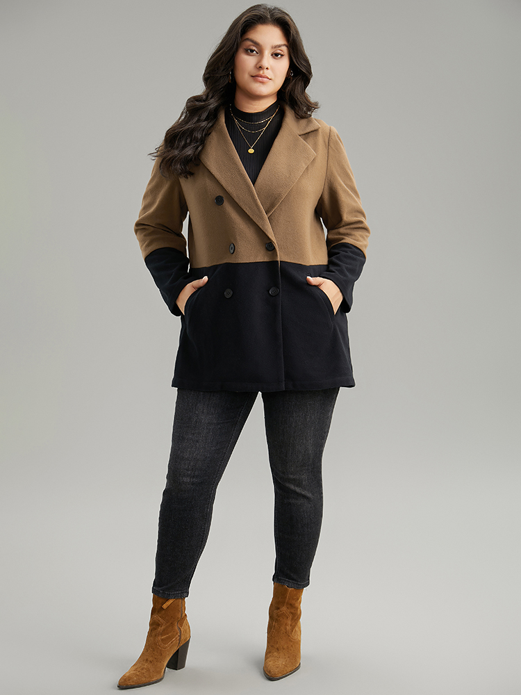 Plus Size Women Dailywear Plain Contrast Pocket Casual Coats BloomChic 
