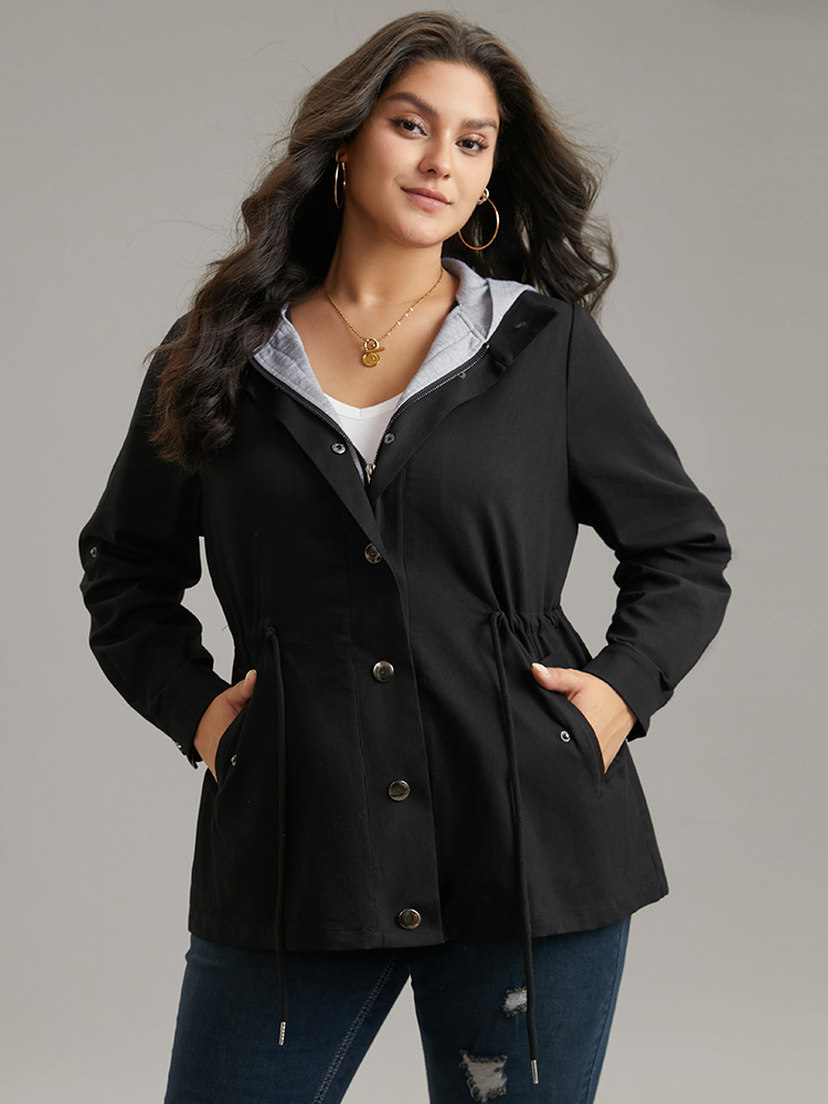 Plus Size Women Dailywear Plain Button Pocket Casual Jackets BloomChic 