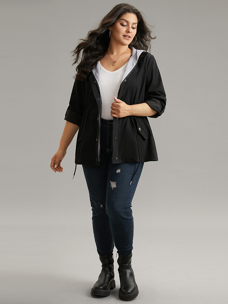 Plus Size Women Dailywear Plain Button Pocket Casual Jackets BloomChic 