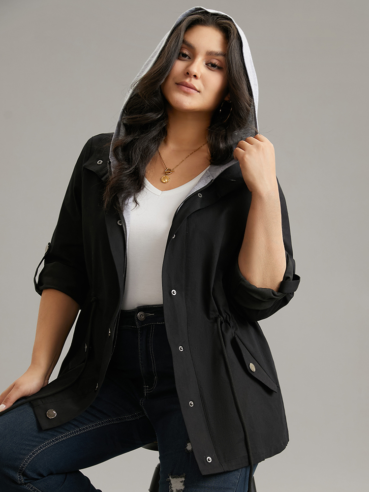 Plus Size Women Dailywear Plain Button Pocket Casual Jackets BloomChic 