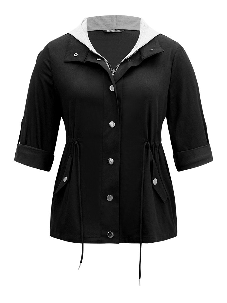 Plus Size Women Dailywear Plain Button Pocket Casual Jackets BloomChic 