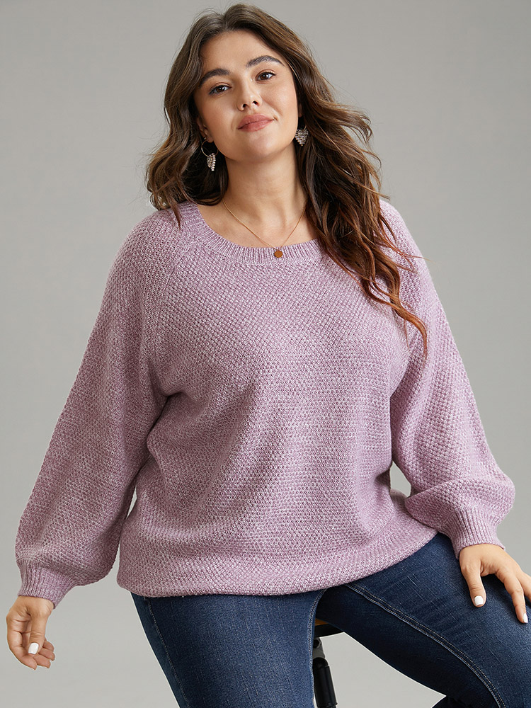 

Plus Size Heather Raglan Sleeve Elastic Cuffs Pullover DustyPink Women Casual Loose Long Sleeve Round Neck Dailywear Pullovers BloomChic