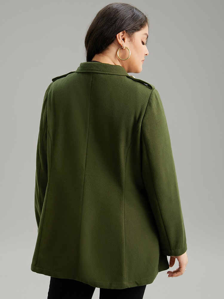 Plus Size Plain Double Breasted Lapel Collar Coat Women ArmyGreen Casual Plain Ladies Dailywear Winter Coats BloomChic 26/4X 