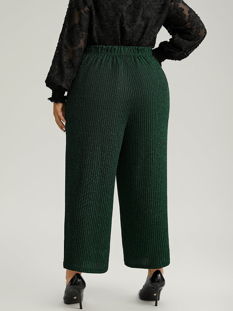 Plus Size Women Festival-Christmas Plain Texture High Rise Pocket Glamour Pants BloomChic 