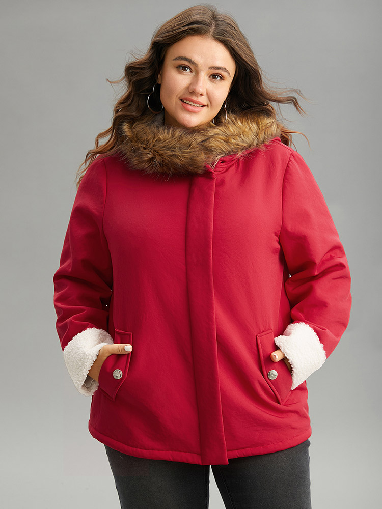 Plus Size Women Party Plain Button Pocket Casual Coats BloomChic 