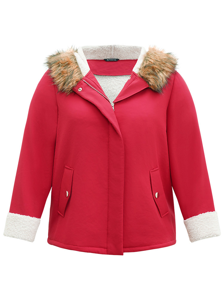 Plus Size Women Party Plain Button Pocket Casual Coats BloomChic 