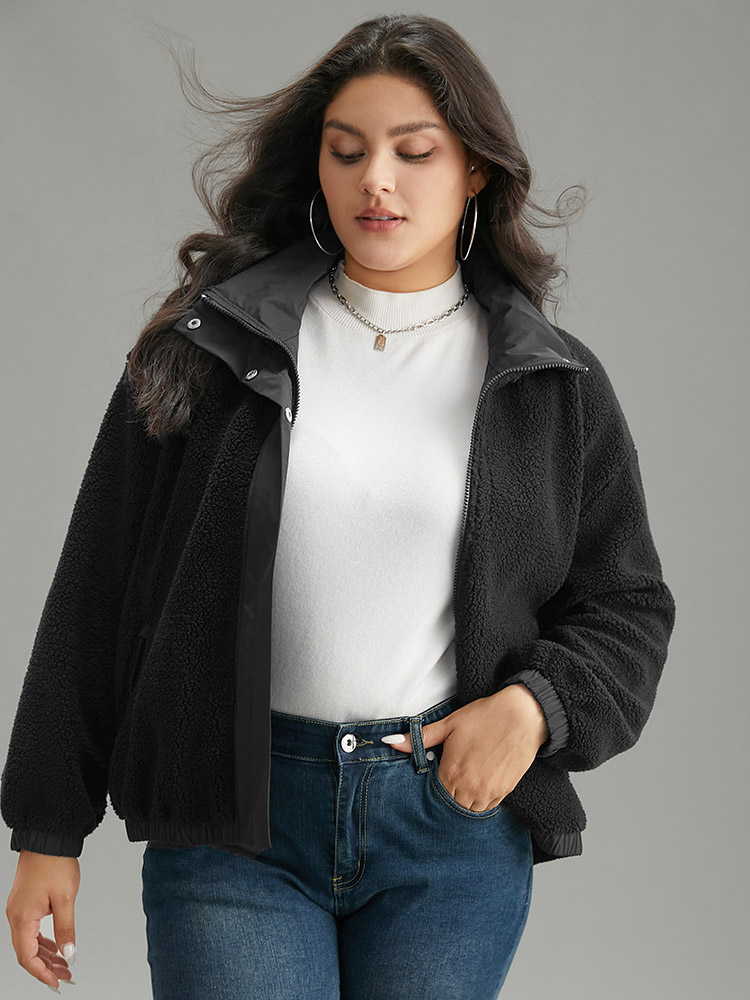 Plus Size Women Dailywear Plain Button Pocket Casual Jackets BloomChic 