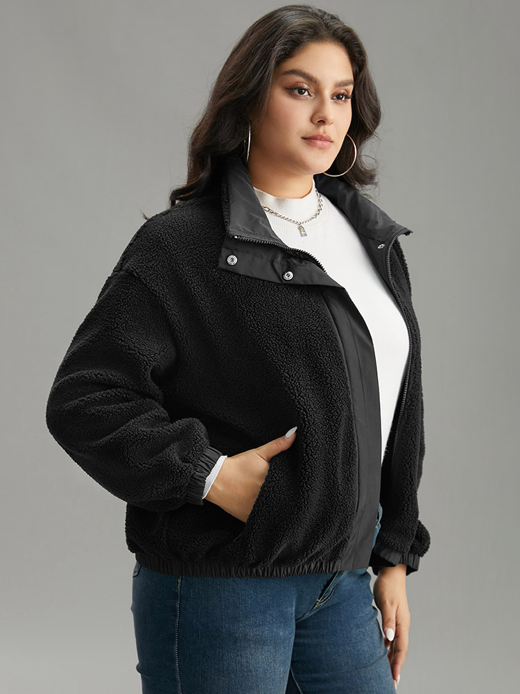 Plus Size Women Dailywear Plain Button Pocket Casual Jackets BloomChic 